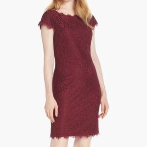 Eliza J Cap Sleeve Lace Sheath Dress